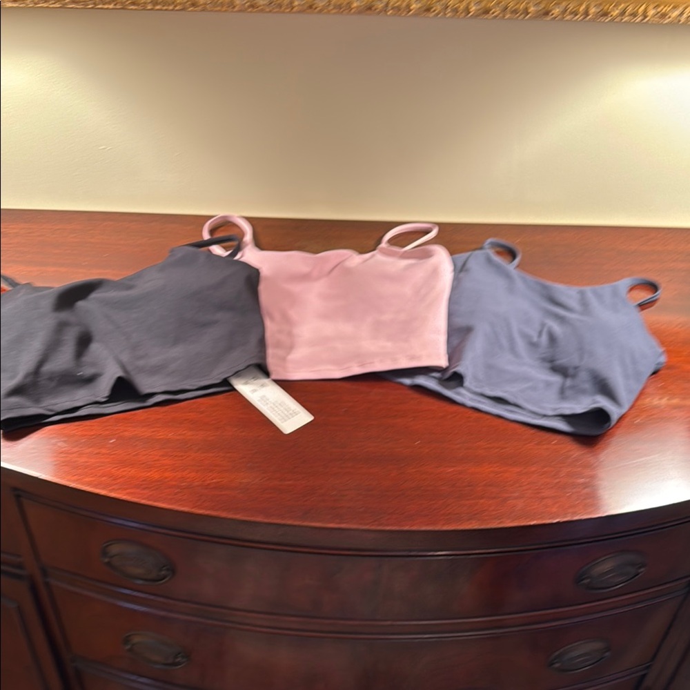Sportsnew - Black, Pink, and Blue Tops with Built in Bra. Size M.